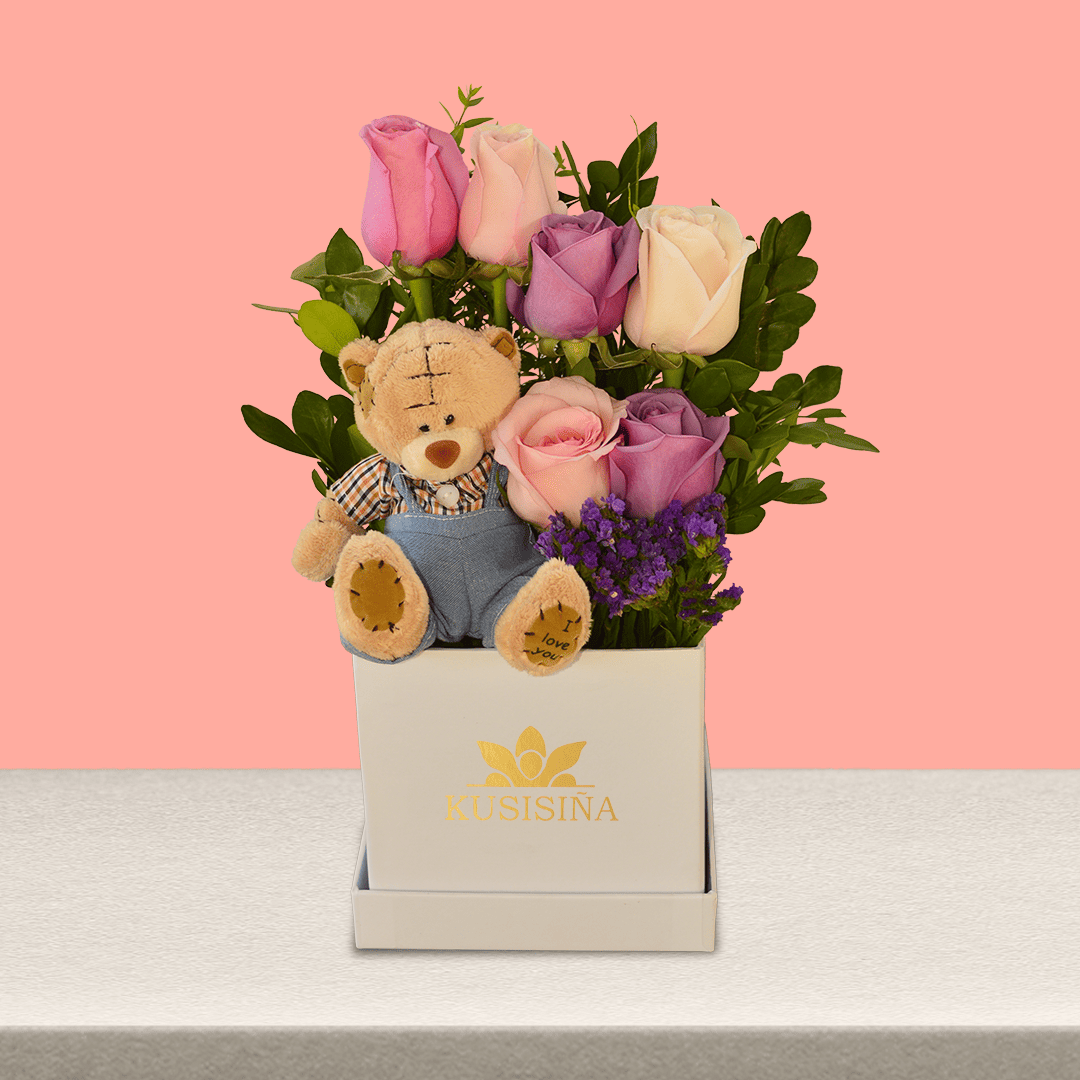 osito con rosas pastel